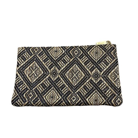 Trina Brand Tan and Black Woven Cosmetic Bag With Zipper Closure - Picture 13 of 13